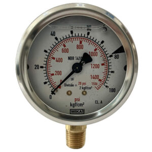 Manômetro 63mm Vertical 1500x100 com glicerina modelo 213.53.063