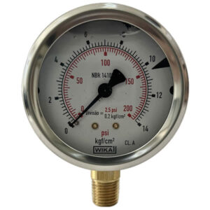 Manômetro 63mm Vertical 200×14 com glicerina modelo 213.53.063