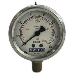 Manômetro 63mm Vertical 2000×140 com glicerina modelo 213.53.063
