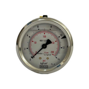 Manômetro 63mm Horizontal 200×14 com glicerina modelo 213.53.063